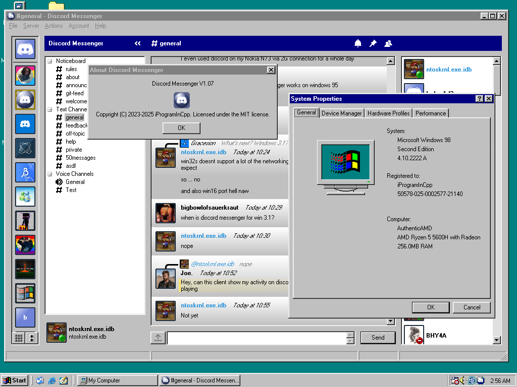 Giờ là năm 2025, những ai còn dùng Windows 98 đã có thể sử dụng Discord